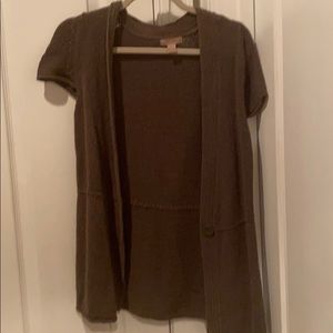 Short sleeve cardigan sweater, Olive green